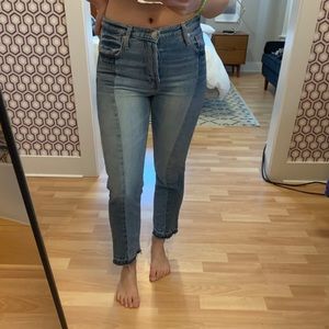 Mango cropped raw-edge straight leg jeans